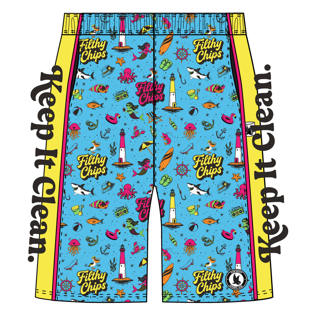 Filthy Chips × Flow Society “Keep It Clean” Shorts