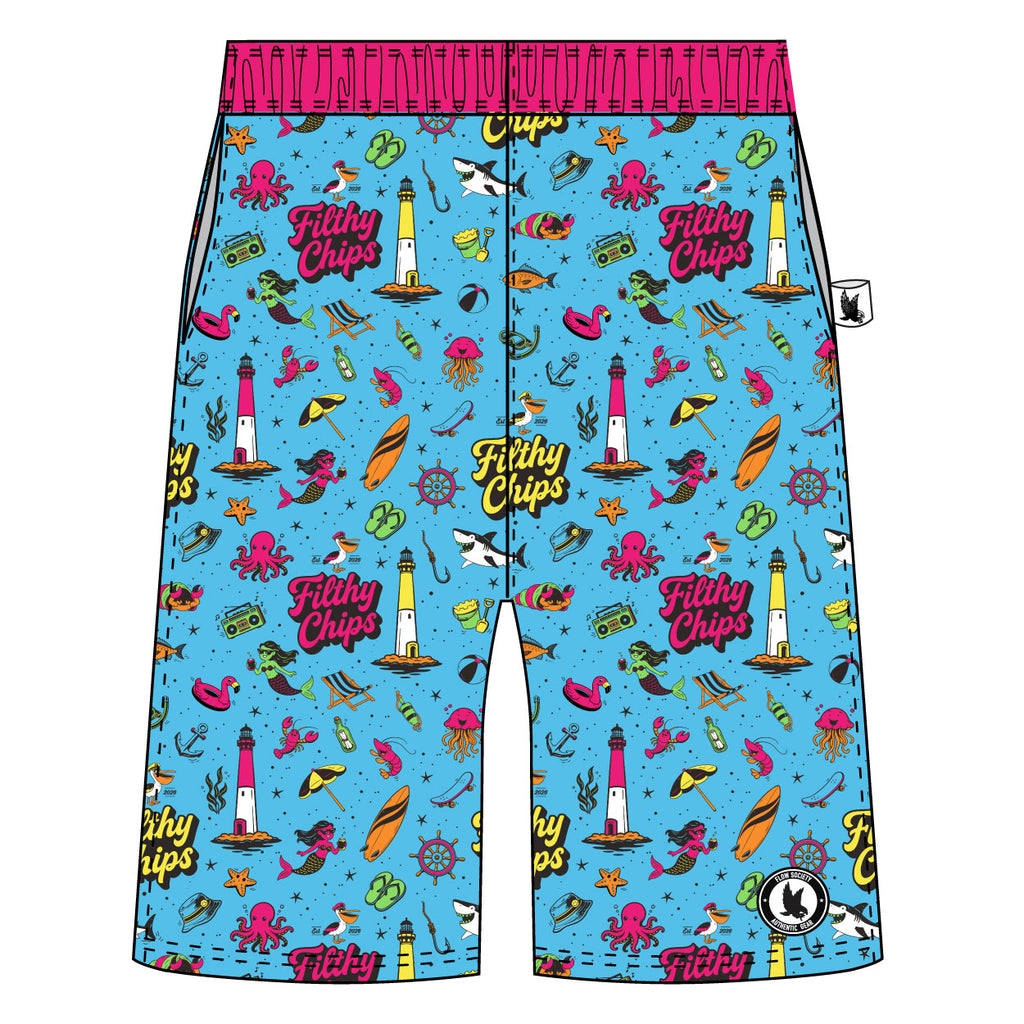 Filthy Chips × Flow Society Logo Shorts
