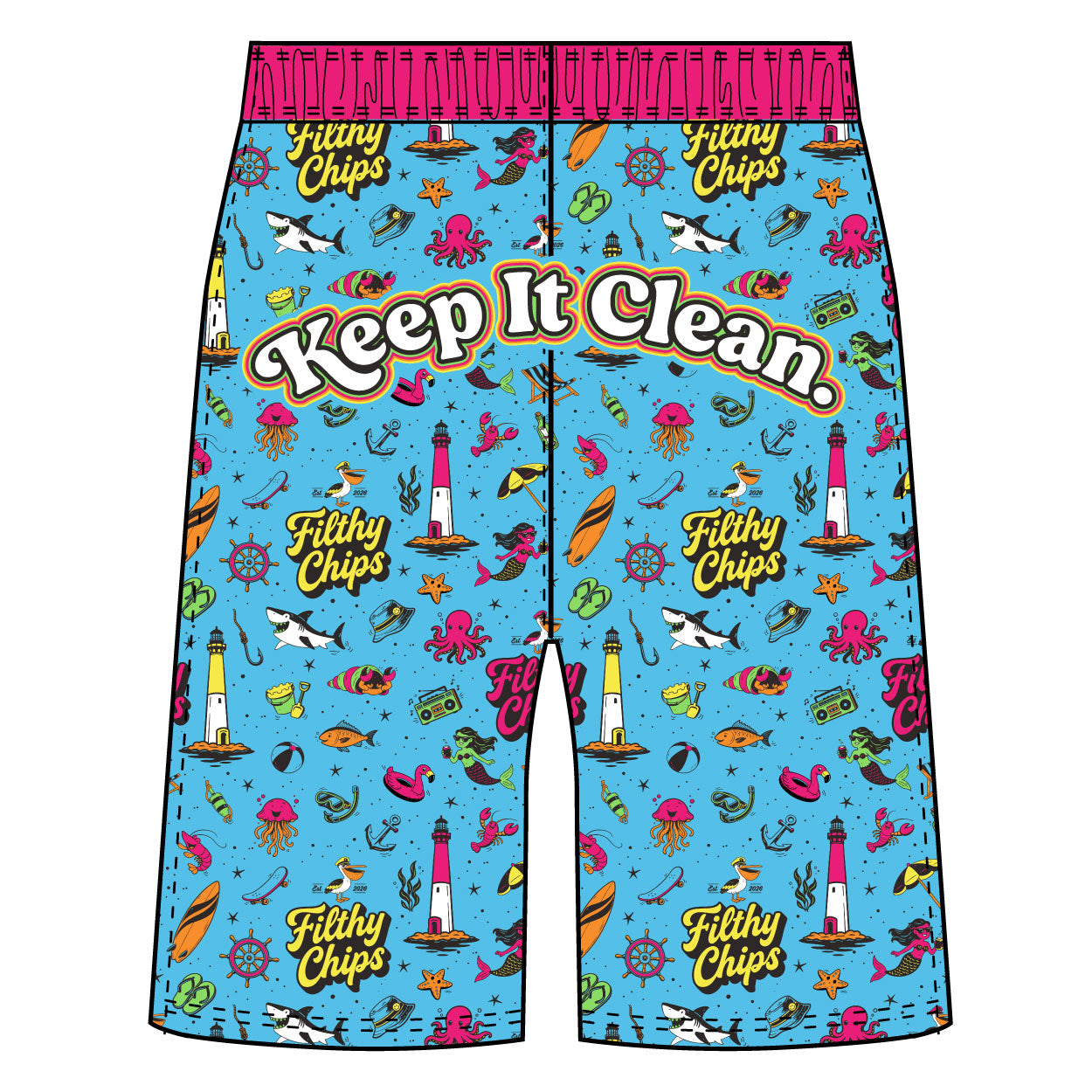 Filthy Chips × Flow Society Logo Shorts